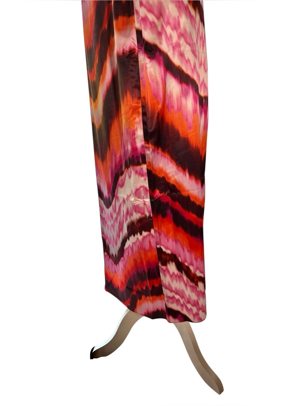 NWT Abstract Print Satin Maxi Skirt – Pink Orange & Black Statement Skirt - Picture 4 of 12